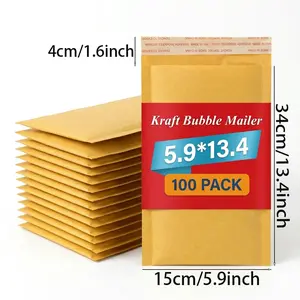 50/100 Pcs 5.9x13.4 Inch Narrow-Long Bubble Mailers - Heavy Duty Padded Mailing Envelopes with Self-Sealing Strip, Waterproof Poly Bags for Slender Items & Rolled Goods