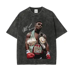 Mike Tyson T-Shirt, 90s Vintage Boxing Sport Legend Oversize Unisex Washed T-Shirt for Women and Men's Unisex Fit Batik Cotton Oversize Streetwear Menswear  Super Soft Pre-Shrunk