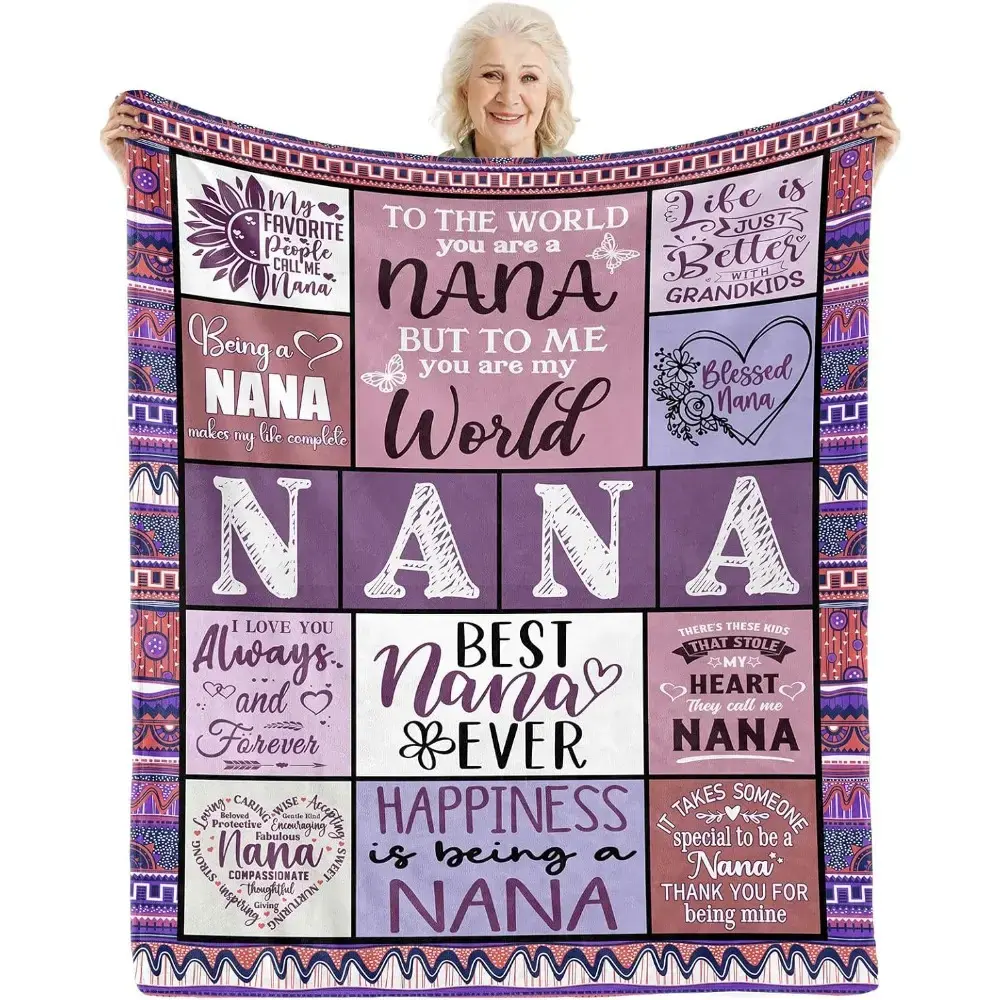 Best Nana Ever Throw Blanket, Gifts for Nana, To My Nana You Are My World Soft Flannel Blanket, Birthday Mothers Day Gift for Grandma