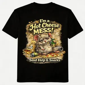 Funny Rat Graphic T Shirt Hot Cheese Mess Meme Tee Cute Snack Lover Casual Unisex Shirt