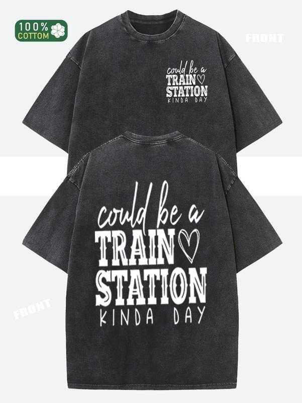 TRAIN STATION lettering design simple print, high quality cotton ...
