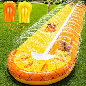 Pineapple Lawn Water Slides with 2 Bodyboards for Kids Adults, Heavy Duty Water Toys Sprinkler 2 Race Lane Backyard Outdoor Summer Beach Swimming Pool Water Game Party, 20 x 5.6 ft