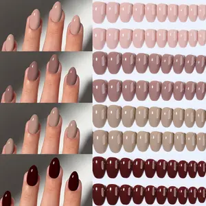 96pcs Short Oval Acrylic Nails Set, Nail Kit Set, Includes Jelly Glue & Nail File, Storage Box, Perfect for Women and Girls Daily Use