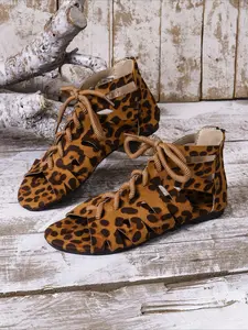 Cutout Lace-Up Gladiator Sandals for Women, Summer Open Toe Flat Sandals, Vintage Boho Versatile Beach Shoes