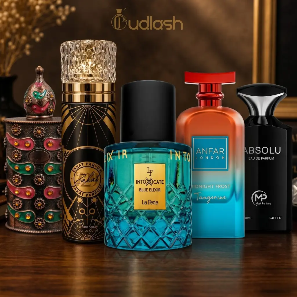 Oudlash Bundle | Amwaj Al Anbar + Z29 Body Spray + La Fede Intoxicate Blue Elixir + Tangerine + Bharara Absolu | Eau De Parfum | 100 ML | Spicy - Citrus & Floral Notes