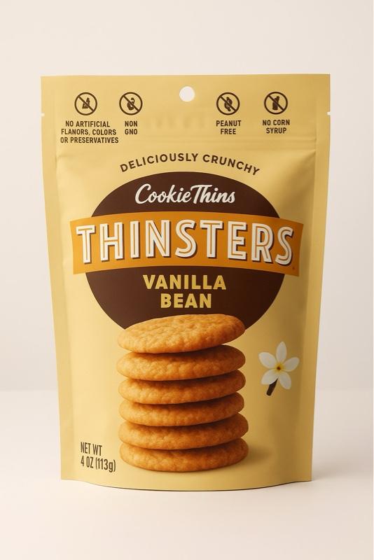 CookieThins Thinsters Vanilla Bean, Chocolate Chip, Key Lime Pie Deliciously Crunchy Non-GMO Peanut Free No Corn Syrup Snack Dessert Milk Cookie Biscuit