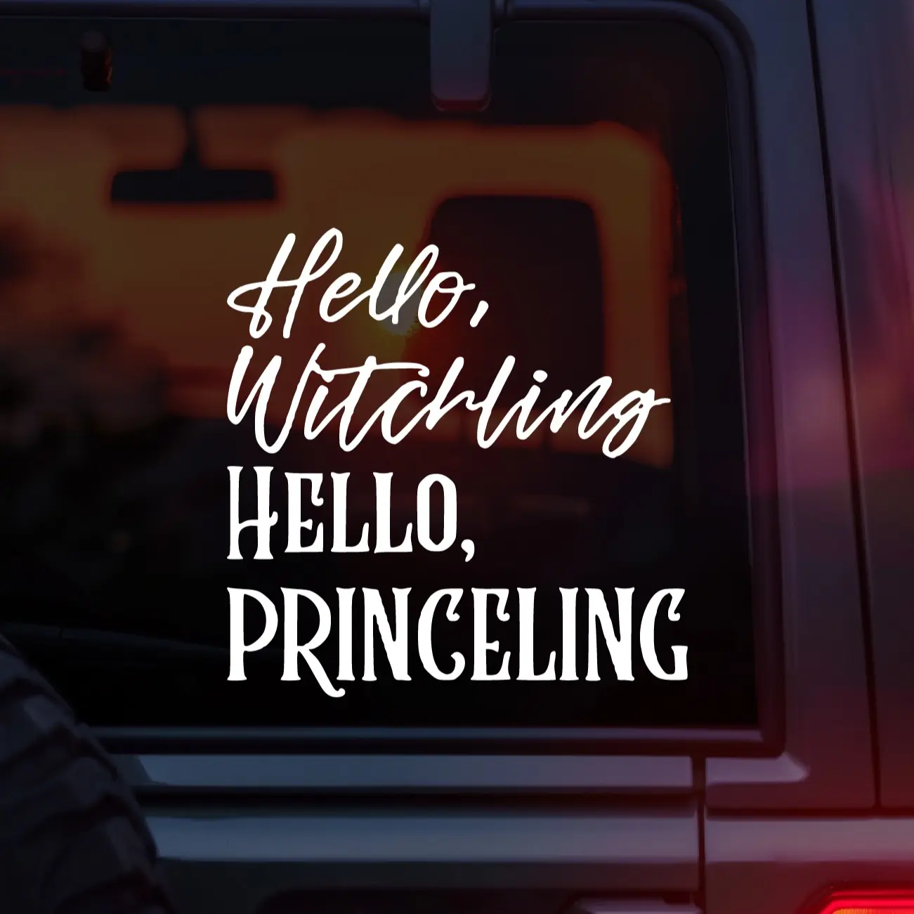 Hello Witchling Hello Princeling Vinyl Car Decal – Throne of Glass Quote Sticker for Romantasy Readers, Sarah J Maas Fans, BookTok Girlies, and Book Boyfriend Lovers – Waterproof Bookish Decal for Cars, Laptops, Kindles, and Fantasy Accessories