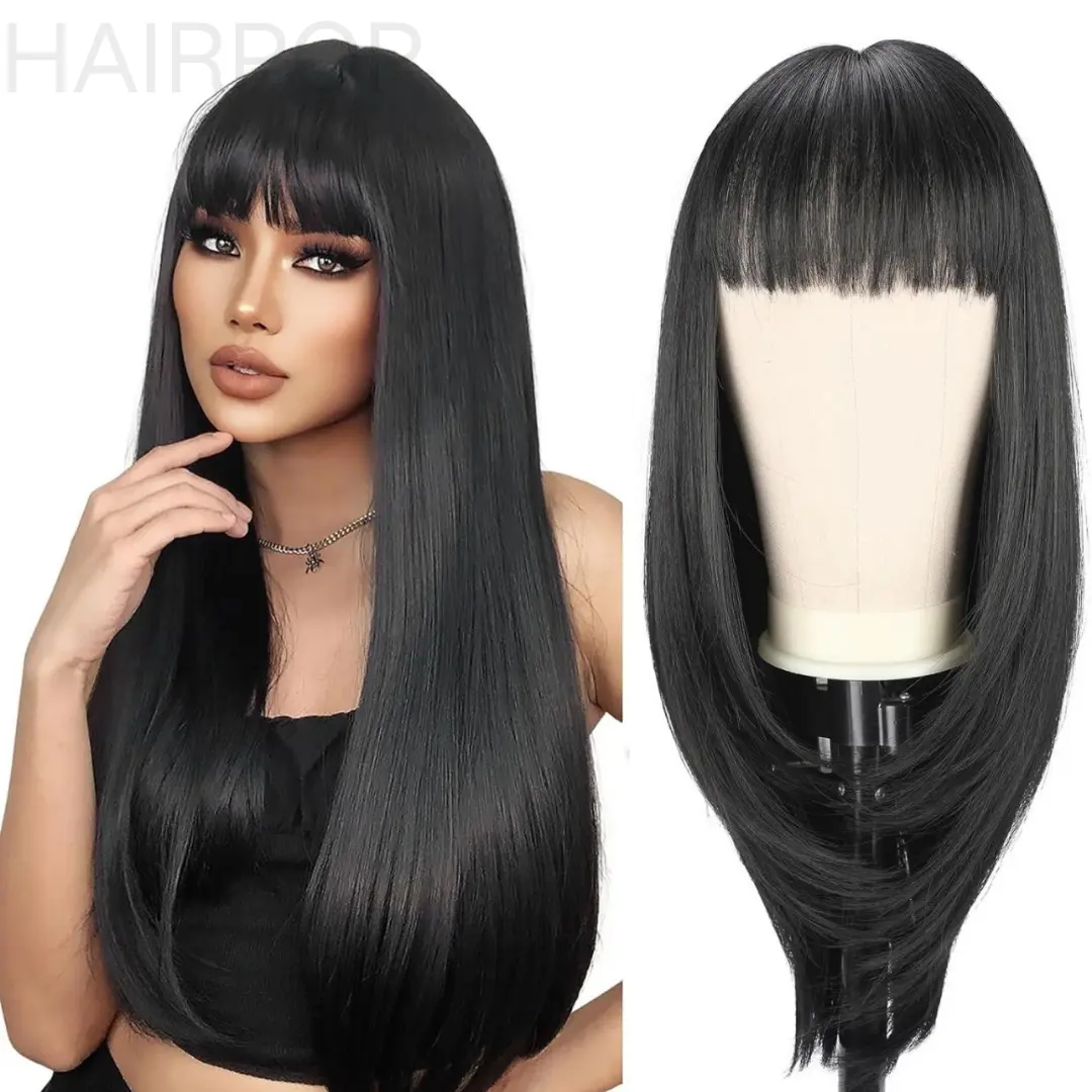 [CLEARANCE]HAIR POP Wigs with bangs Glueless wigs for Women, Gorgeous Fluffy synthetic heat resistant Matte fiber Wigs for Party, Daily, Back To School FallforBirhdaGifts,Valntine'sDay Fashion Wig Artificial Wig