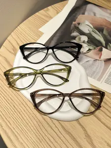 3 Pairs Women's Cat Eye Frame Plain Glasses, Thin Frame Comfortable Non-Nose Pressing, Anti-Blue Light, Ideal for Reading Office Commute School