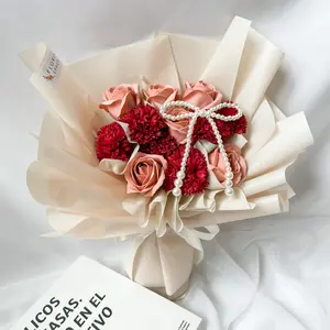 Charming Artificial Carnation and Rose Bouquet for Everlasting Love, Ideal Gift for Girlfriend, Birthday and Anniversary, Eco-Friendly and Biodegradable