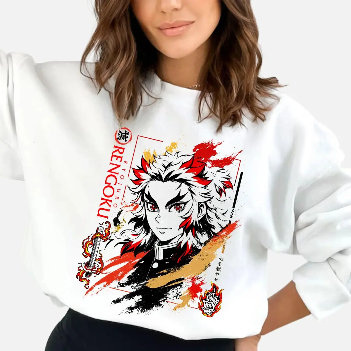 Rengoku Set Your Heart Blaze T Shirt, Dem0n Slayer Flame Hashira Graphic Hoodie, Kimetsunoyaiba Shirt, Dem0n Slayer Anime Fan Merch, Unisex Sweatshirt, Unisex Sweater Pullover Tee
