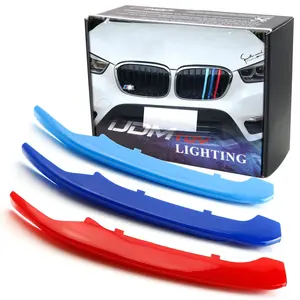iJDMTOY Exact Fit M-Color Grille Insert Trims For BMW 2016-2019 X1 Sport Center Kidney Grilles (8 Beams)