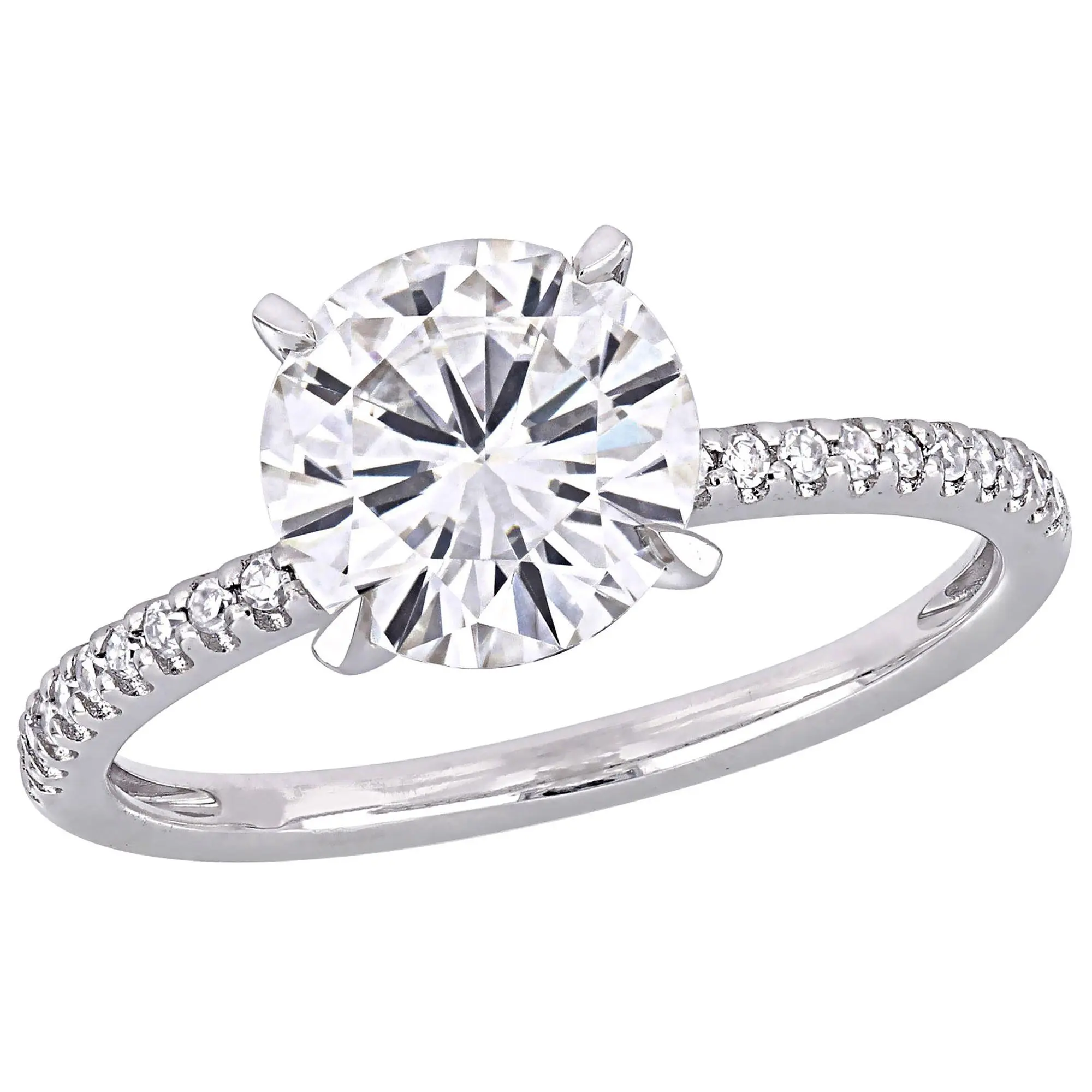 MoissanIce Moissanite 1.85 cttw & Diamond Accent Ring, 14K