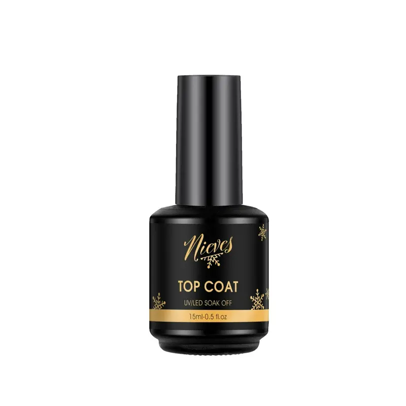 Nieves Professional UV/LED Soak Off Gel Top Coat - 15ml High-Gloss Finish for Long-Lasting Shine & Protection Nail Art Salon