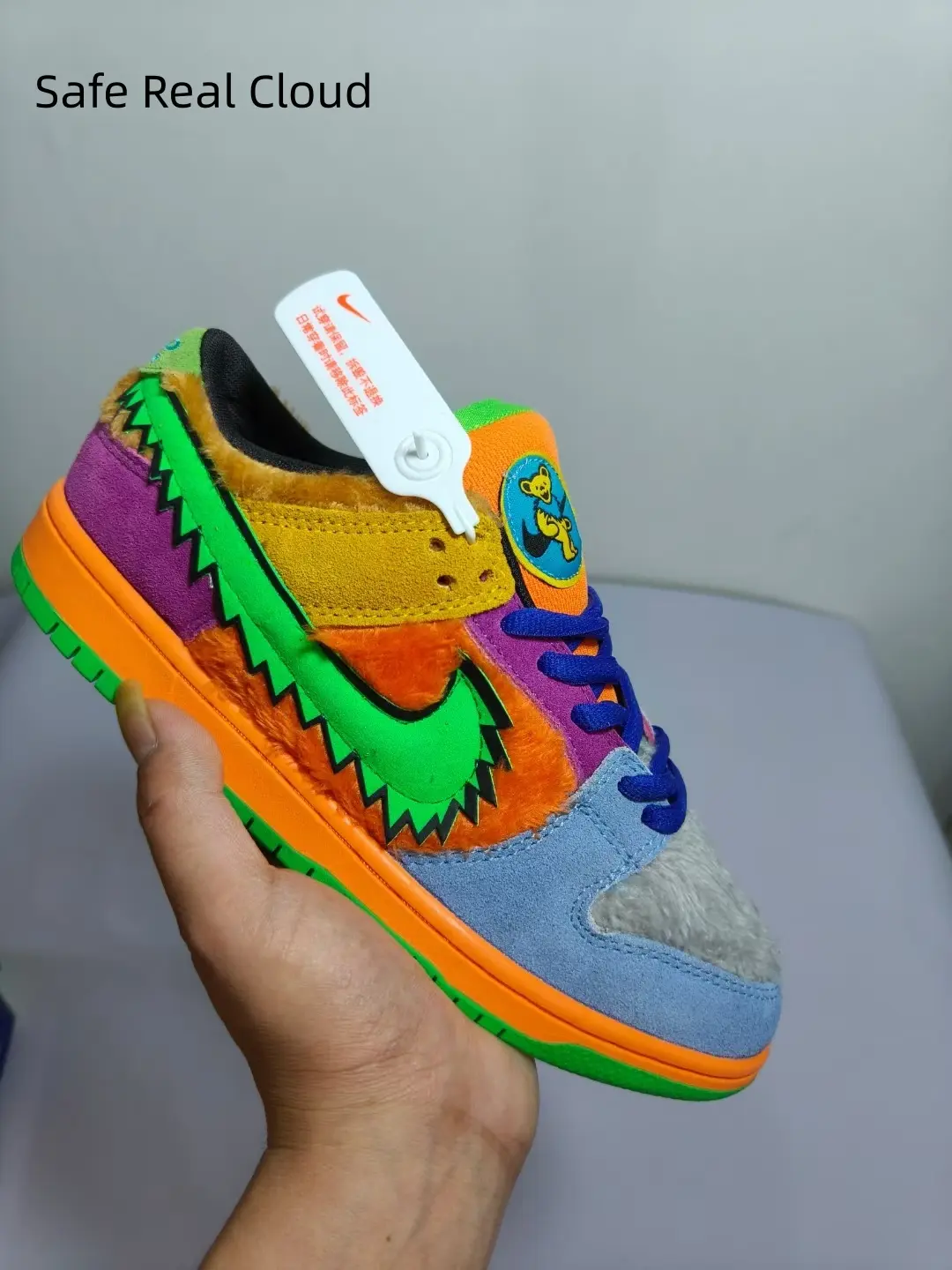Multi Color Block Fuzzy Suede Low Top Orange Outsole Retro Skate Sneakers