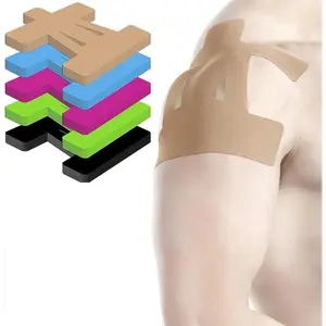Kinesiology Tape for Shoulder Precut, 12 PCS Shoulder Tape for Pain Relief, Original Cotton Waterproof & Breathable, Enhance Elastic Sports Tape for Pain Support and Muscle Sports, Beige