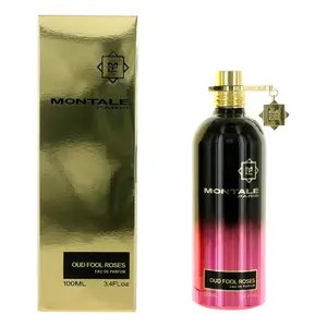 Montale Oud Fool Roses Eau de Parfum Spray, Unisex Amber and Musk Scent with Woody Notes, 3.4 oz, Wood