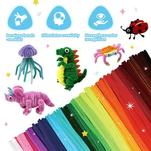 1200/572 Pcs Chenille Pipe Cleaners for Crafts – 24/13 Assorted Colors Fuzzy Sticks, DIY Art Supplies for Kids, Classroom Projects & Decorations Bead Mix Beaded Mesh Beads