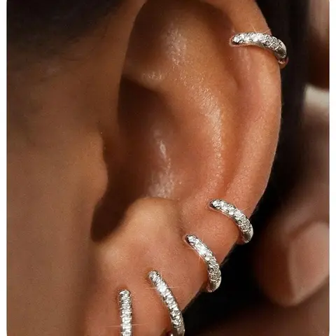 5 Pairs Hoops Earrings for Women and Men, Gold Plated Small Hoop Earrings with Cubic Zirconia, Dainty Lightweight Hoops, 6-10mm Sizes