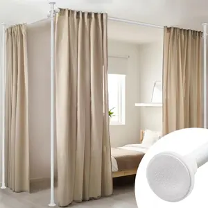 Room Divider Curtain Rod - No Drilling Tension Rod Room Dividers for Space Partitions, 4-10ft (H) 28-114 inch(W) Adjustable Heavy Duty Floor to Ceiling Wall Divider for Room Separation White