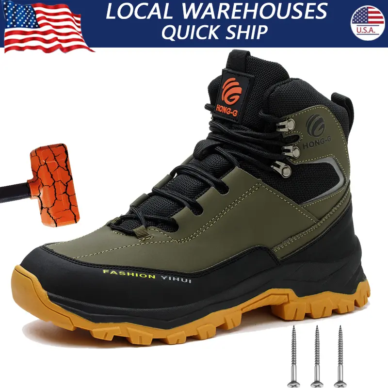 Men's Steel Toe Athletic Work Safety Shoes - Fashionable Minimalist Laced Walking Shoes, Steel Toe Trainers with Anti-Smash, Anti-Puncture, Wear-Resisting, Waterproof Closed Mesh Fabric for All Seasons