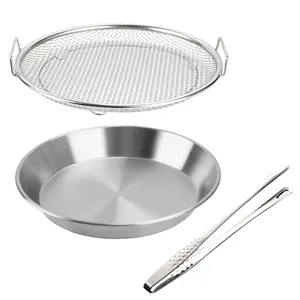 3pcs Stainless Steel Heavy Duty Frying Oil Drain Rack with Tray Foldable Round Mesh Basket with Clip Oil-Resistant for Frying And Washing Vegetables,summerwins