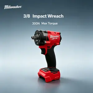 Milwaukee 3/8 Inch Multi-Fit Cordless Impact Wrench With 18V Working Voltage, 300Nm Maximum Torque, 0-2400RPM No-Load Speed And 0-3500IPM Impact Rate For Mechanical Repair And Automobile Maintenance Works
