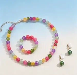 Dopamine Y2K Color Changing Jewelry Gift Set - UV Reactive Beaded Choker Bracelet Earrings, Waterproof Stackable, Fun Childhood Nostalgia Summer Beach Accessories, Perfect Birthday Gift for Teen Girls Girlfriend Best Friend