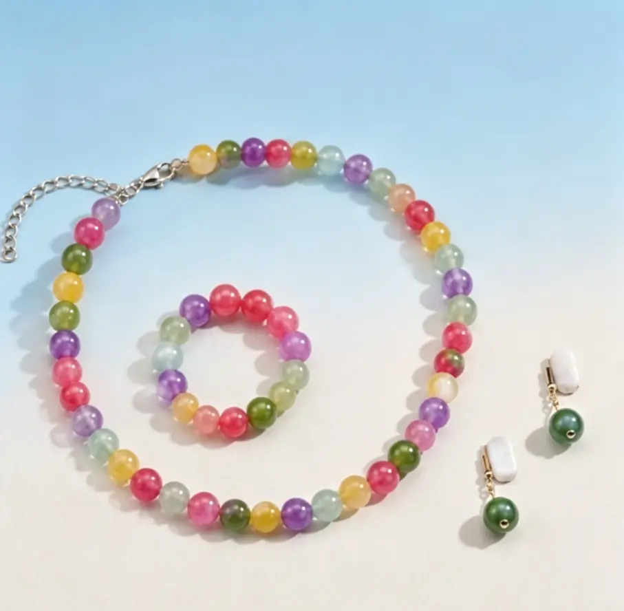 Dopamine Y2K Color Changing Jewelry Gift Set - UV Reactive Beaded Choker Bracelet Earrings, Waterproof Stackable, Fun Childhood Nostalgia Summer Beach Accessories, Perfect Birthday Gift for Teen Girls Girlfriend Best Friend