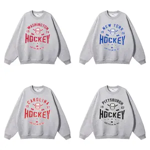 All Teams Hockey Unisex Crewneck Sweatshirt, Sport Classic Cotton, Ash Grey Color Menswear Tops