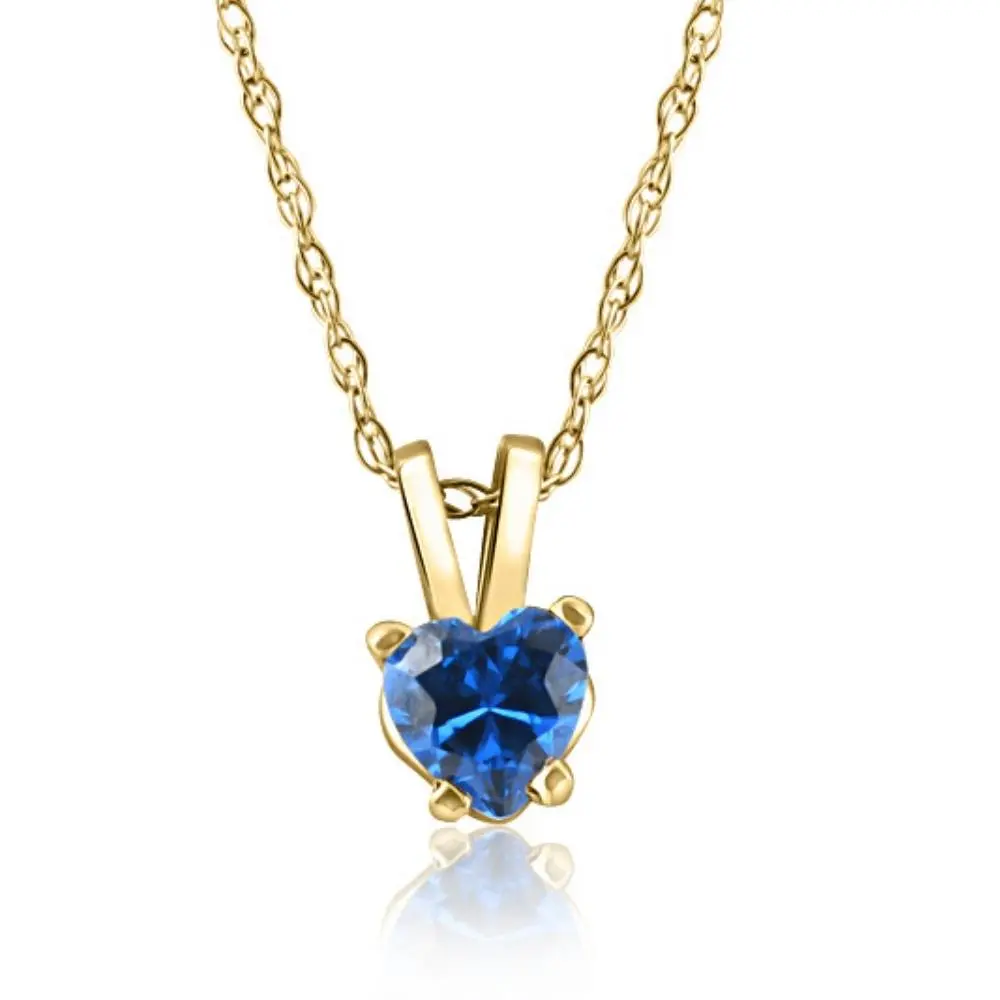 Women's 1/2ct Blue Heart Shape Sapphire Pendent Yellow Gold 18" Chain Necklace Women's 1/2ct Blue Heart Shape Sapphire Pendent Yellow Gold 18" Chain Necklace