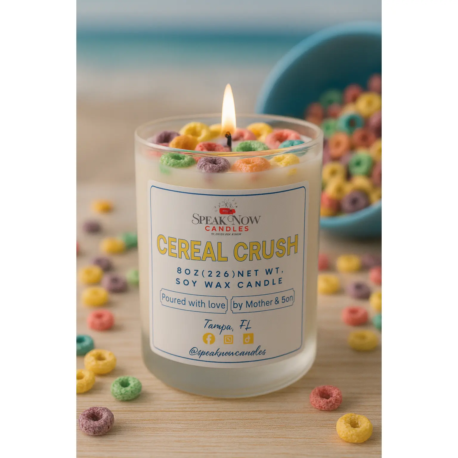 Cereal Crush Candle - Nostalgic Fruity Breakfast Scent | 8oz Soy Wax