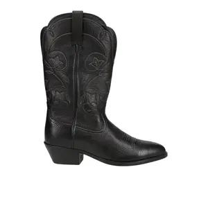 Ariat Womens Heritage Wide Calf Embroidered Round Toe Pull On  Casual Boots Mid Calf Low Heel 1-2" - Black