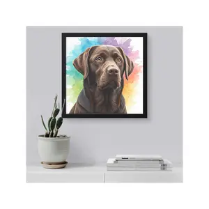 Colorful Chocolate Lab Framed Canvas Art | Perfect Birthday & Christmas Gifts for Dog Lovers | Vibrant Home Decor Piece