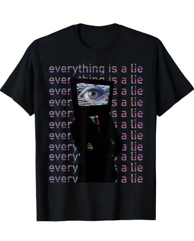 Weirdcore Aesthetic TV Head Meme Art Graphic Tee, Dreamcore T-Shirt, Retro Sci-Fi Streetwear, Unisex Menswear Womenswear Top