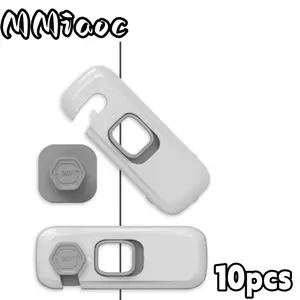 10pcs Security Refrigerator Locks, Pinch Proof Lock, Protective Self Adhesive Latches, Ideal for Refrigerators, Cabinets, Drawers, Wardrobes and Freezers