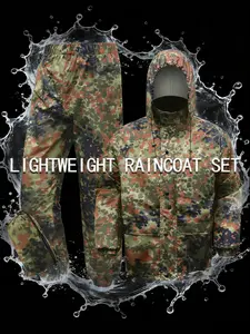 Waterproof raincoat set, durable and breathable unisex rain gear, foldable design, ideal for outdoor activities