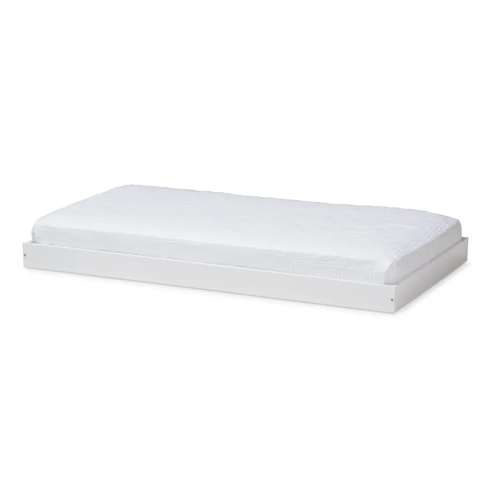 212 MAIN Modern & Contemporary Twin Size Bed with Roll Out Trundle, White Engineered Wood, Mattress Size Compatible (Wholesale Interiors HT-White-Trundle)