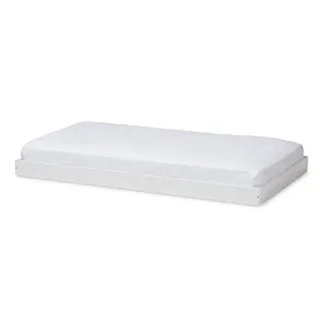 212 MAIN Modern & Contemporary Twin Size Bed with Roll Out Trundle, White Engineered Wood, Mattress Size Compatible (Wholesale Interiors HT-White-Trundle)