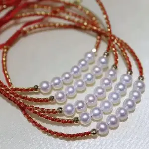 Natural freshwater pearls, 4-5mm in size, with a lucky wealth manifestation red string
