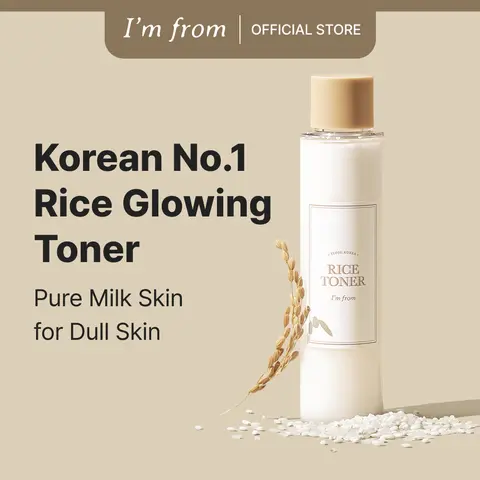 [I'm From Official Shop] Rice Toner, 77.78% Rice Extract from Korea, Glow Essence with Niacinamide, Hydrating for Dry Skin, Vegan, Alcohol Free, Fragrance Free, Peta Approved, K Beauty Moisture Skincare Skin Repair Comfort Hydrate Moisturizer Moisturizing