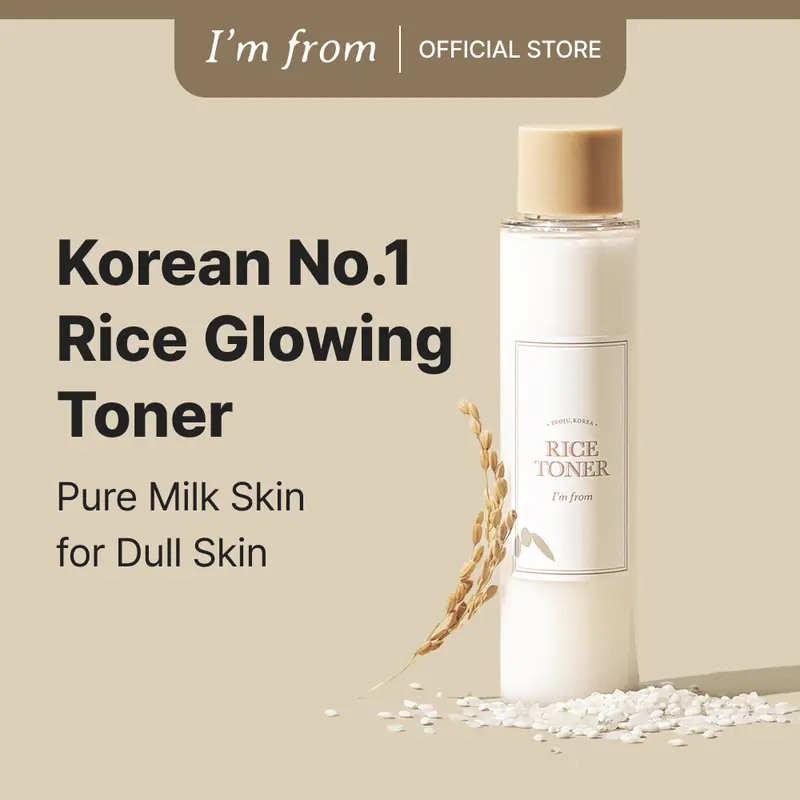 [I'm From Official Shop] Rice Toner, 77.78% Rice Extract from Korea, Glow Essence with Niacinamide, Hydrating for Dry Skin, Vegan, Alcohol Free, Fragrance Free, Peta Approved, K Beauty Moisture Skincare Skin Repair Comfort Hydrate Moisturizer Moisturizing