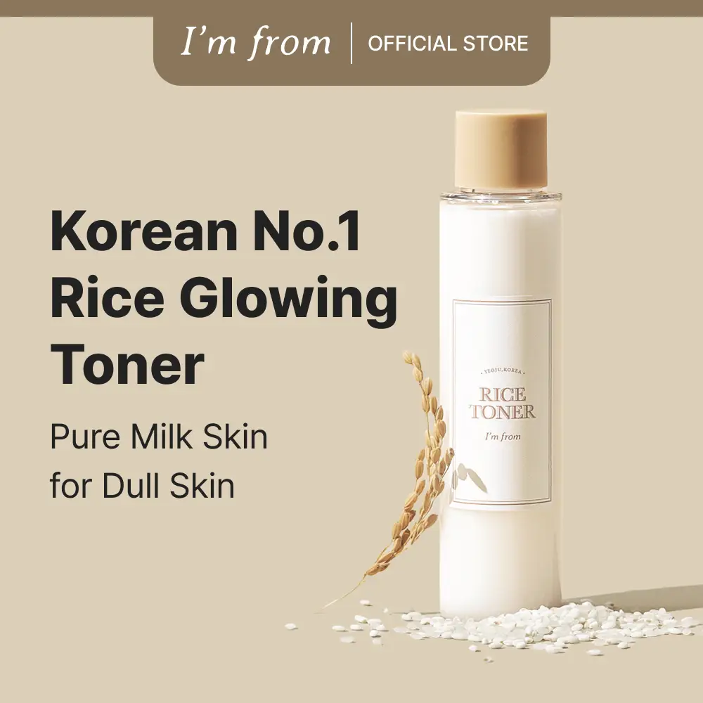 [I'm From Official Shop] Rice Toner, 77.78% Rice Extract from Korea, Glow Essence with Niacinamide, Hydrating for Dry Skin, Vegan, Alcohol Free, Fragr