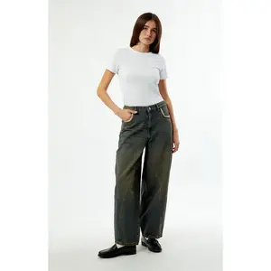 Daisy Street Women's Dark Blue Tinted Evie Barrel Jeans