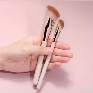 2pcs/set Slanted Foundation Brush Professional Concealer Blush Blending Face Contour Makeup Brush Ideal for Makeup Starters Artists