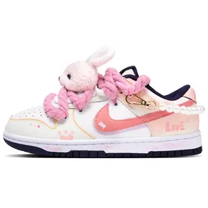 Nike Dunk Low Belle Princess Custom Sneakers for Women: Slip-Resistant Low-Top Skate Shoes in White and Pink Trending Shoes, House White Official Shoes to Get / Maison Mihara