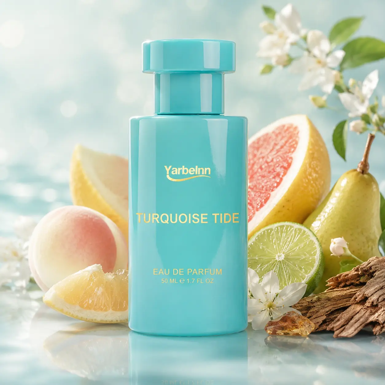 Turquoise Tide Eau de Parfum (EdP), Long-Lasting Fruity Floral Perfume for Women, Crisp Citrus Scent with Feminine Energy, Yuzu & White Peach Notes, 1.7 fl oz Travel-Size Bottle, Smelling Good, Adults