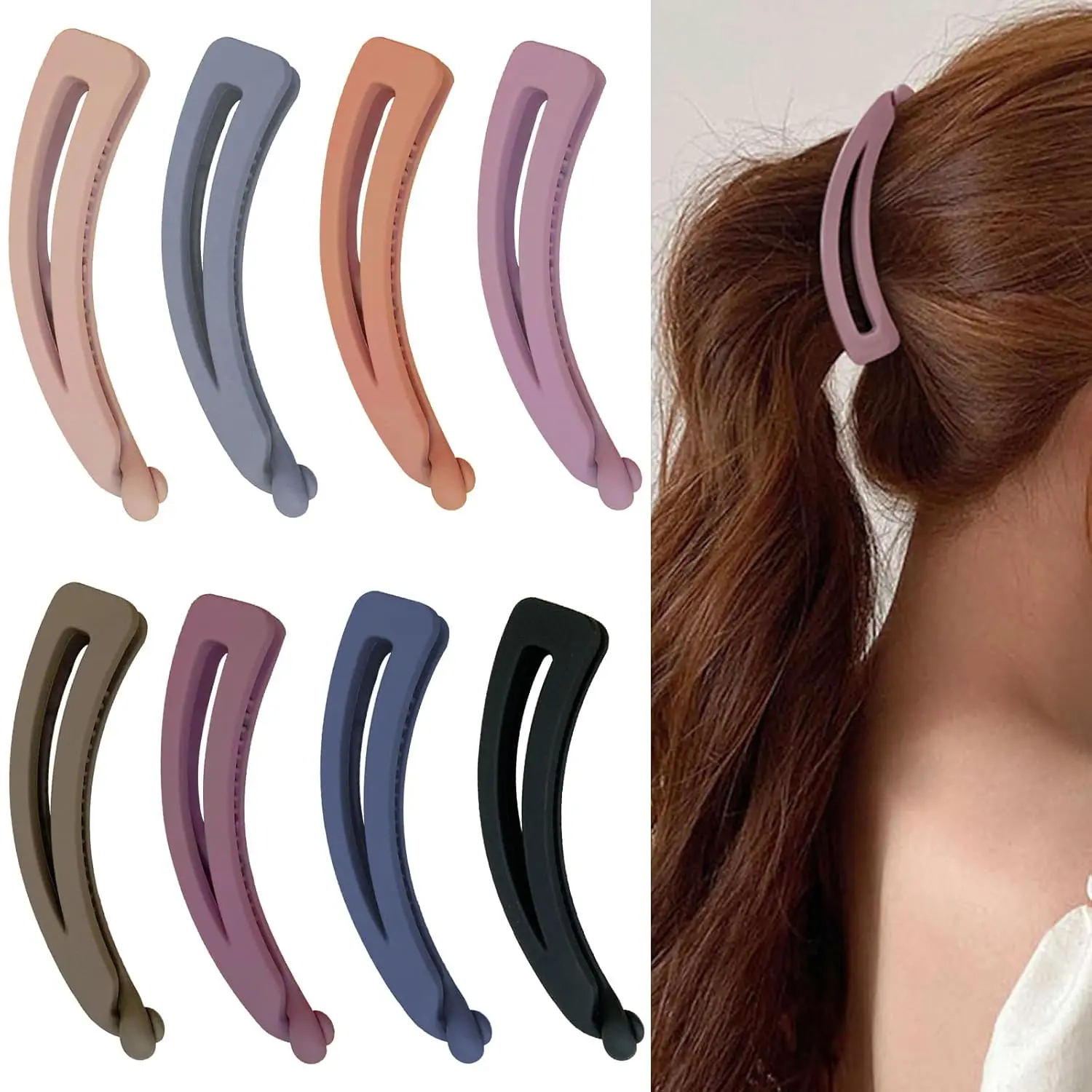 8 PCS Banana Clips Hair, 5.1 Inch Large Banana Hair Clip Strong Hold, Perfect for Thick, Long, Curly, Thin Fine Hair, Women & Girls, 8 Count, 1 Pack