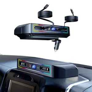 Oatsbasf 4-Port Retractable Car Charger Docking Station Hub with RGB light for Dodge RAM 1500 2019-2025 Accessories, Car Accessories,Center Console Fast Charging Adapter