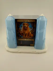 Ice Crystal TCG Card Display Holder – Frozen Card Stand – Pokémon & MTG Display – Trading Card Desk Stand – Winter Themed Accessory